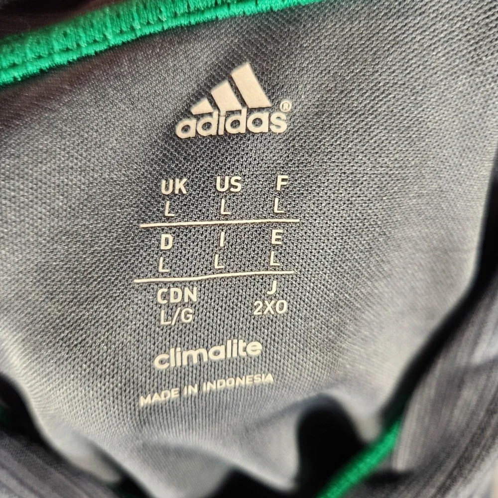 adidas Gray Striped Polo with Green Logo